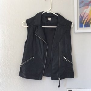 Black leather vest